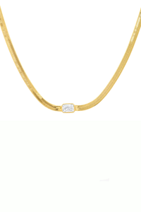 Gold Herringbone Chain with Center Stone