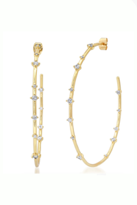 Extra Large Gold Hoops with CZ Stations