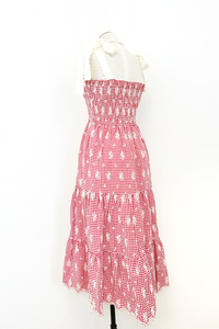 Gingham Smocked Midi Dress