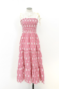 Gingham Smocked Midi Dress