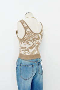 Marbled Button Crop Top