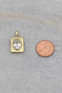 Oval CZ Tag Charm