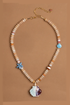 Peach Bead Shell Charm Necklace
