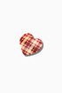 Handmade Hair Clip - Red Plaid Heart