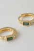 Emerald Baguette Huggie-Gold