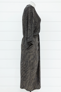 Metallic V-Neck Ruched Dress