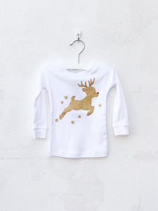 SH Rudolph Reindeer White Long Sleeve Tee