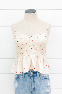 Flying Hearts Shirred Crop Top