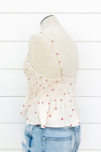 Flying Hearts Shirred Crop Top