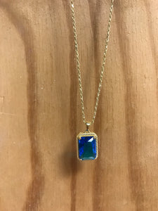 Blue Rectangle Stone Necklace