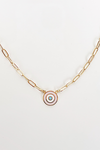 Enamel Round Evil Eye Necklace