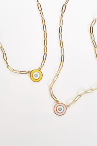 Enamel Round Evil Eye Necklace