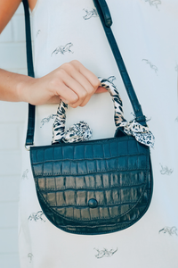 Black U Shape Crossbody W/ Scarf