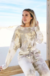 Brushed Waffle Front Tie Top