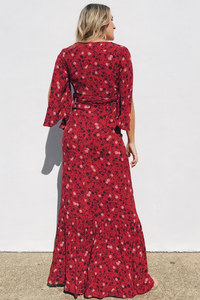 Cherry Wrap Top Midi Dress