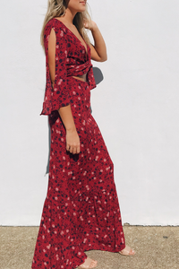 Cherry Wrap Top Midi Dress