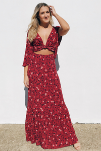 Cherry Wrap Top Midi Dress