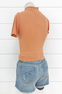 Cinch Front Mock Top