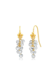 Gold French Wire Elongated Cluster CZ Earrings