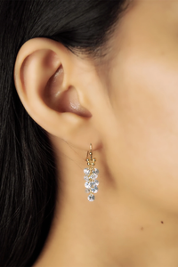 Gold French Wire Elongated Cluster CZ Earrings