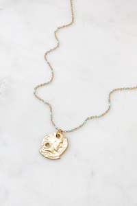 Turquoise Bead & Coin Necklace