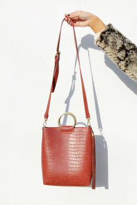 Crocodile Mini Tote W/ Ring Handle