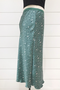 Dot Satin Bias Skirt