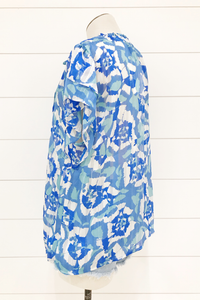 Double Flutter Sleeve Tassel Tie Blouse