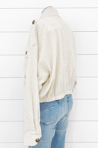 Drop Shoulder Linen Jacket