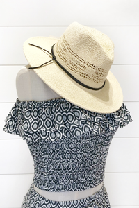 Woman's Fedora With Faux Leather Trim