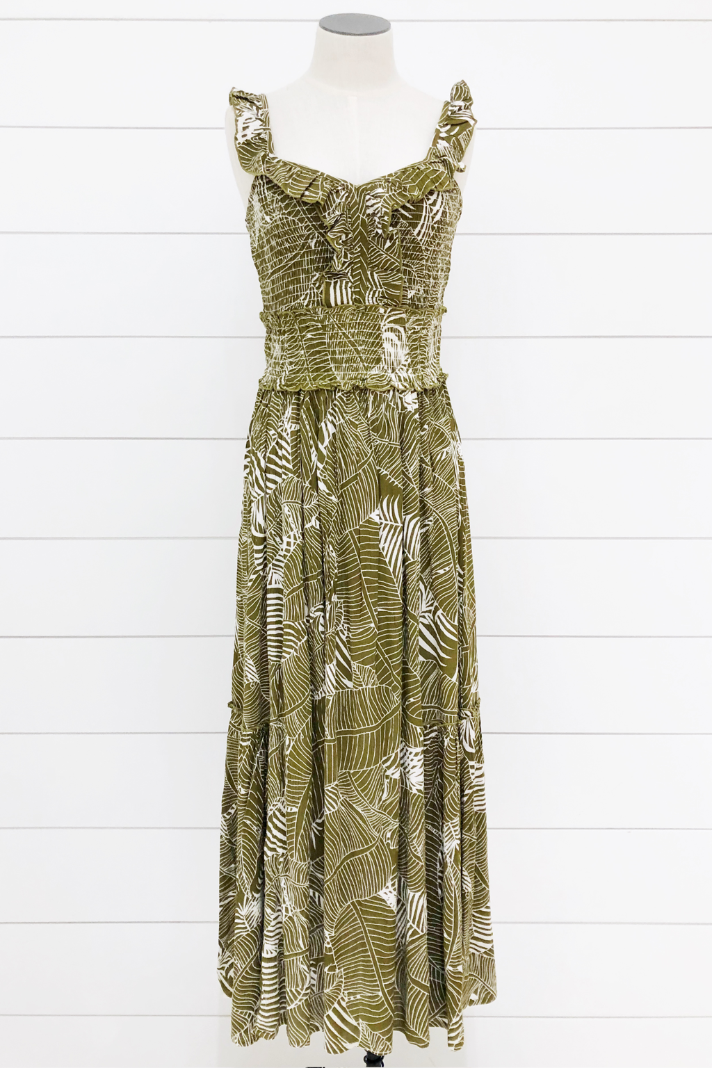 leafy green dress Dark Green Linen Dress with Square Neckline and Short Sleeves