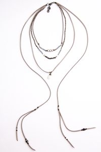 Leather & Bead Layered Necklace - House of Lucky