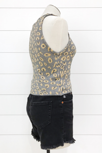 Grey Leopard Sweater Tank