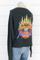 Metallica Flaming Skull Long Sleeve Crop Tee