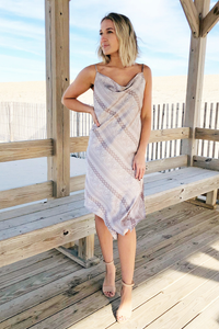 Paisley Satin Midi Dress