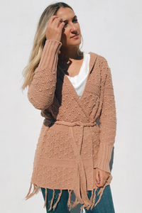 Pink Frost Belted Sweater