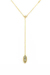 Simple Labradorite Drop Y Necklace