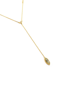 Simple Labradorite Drop Y Necklace