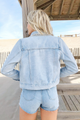 Rhinestone Laced Collar Denim Jacket