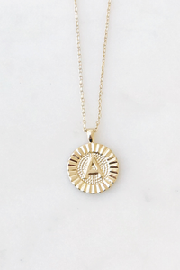 Round Initial Coin Necklace