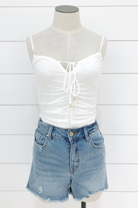 Ruched Front Mesh Bodysuit