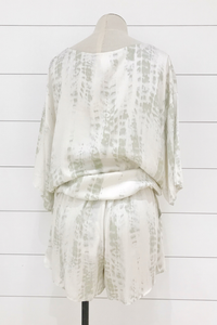 Satin Sage Tie Dye Crew Neck Top