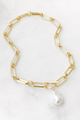 Short Link Necklace with Freshwater Pearl