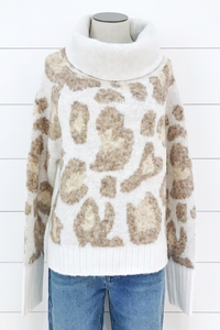 Snow Leopard Turtleneck Sweater