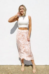 Sunrise Satin Leopard Midi Skirt