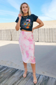 Tie Dye Satin Midi Skirt