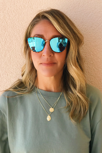Tortoise Frame Blue Mirror Lens