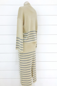 Striped Mock Neck Pullover Sweater