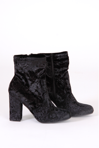 Block Heel Velvet Booties