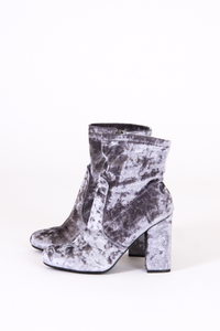 Block Heel Velvet Booties